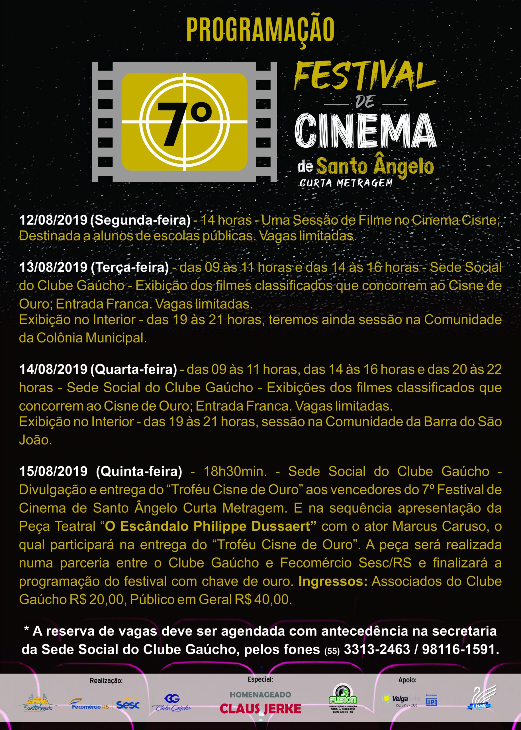 Programação do 7º Festival de Cinema de Santo Ângelo – Curta Metragem