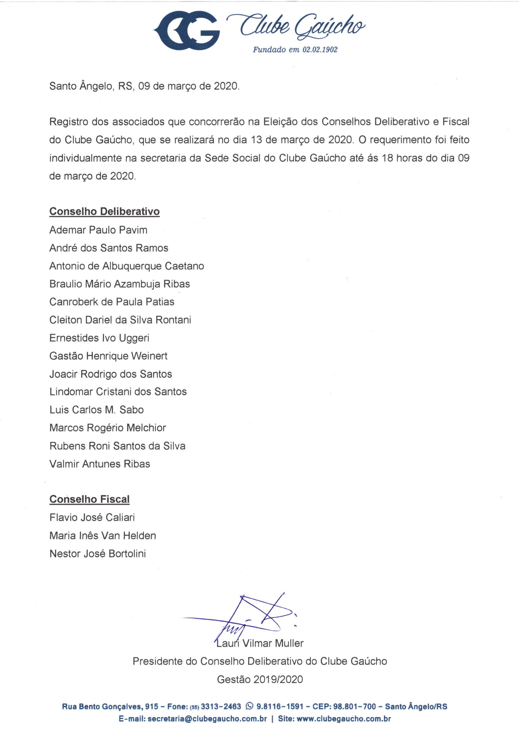 Relação Candidatos Inscritos – Eleições Conselhos.