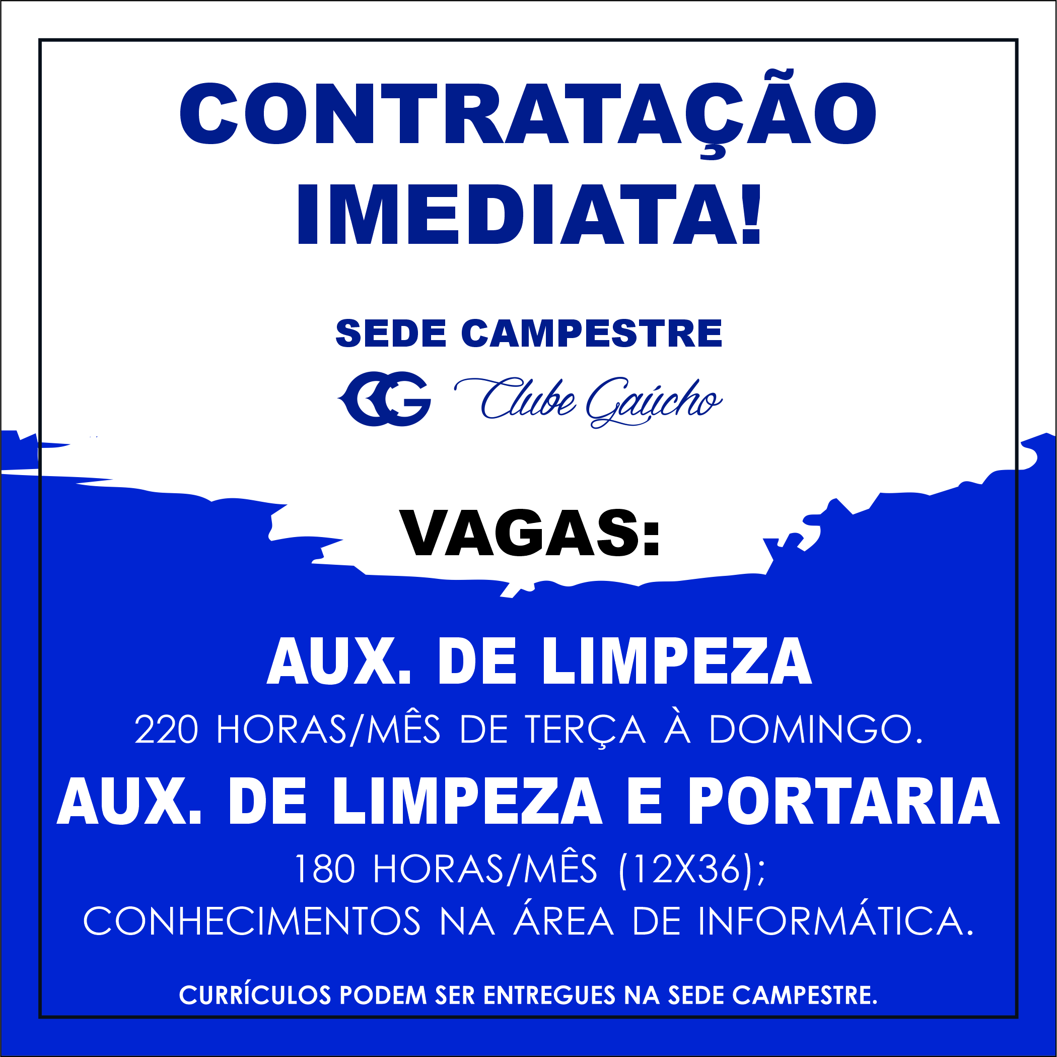 Contratação Imediata!