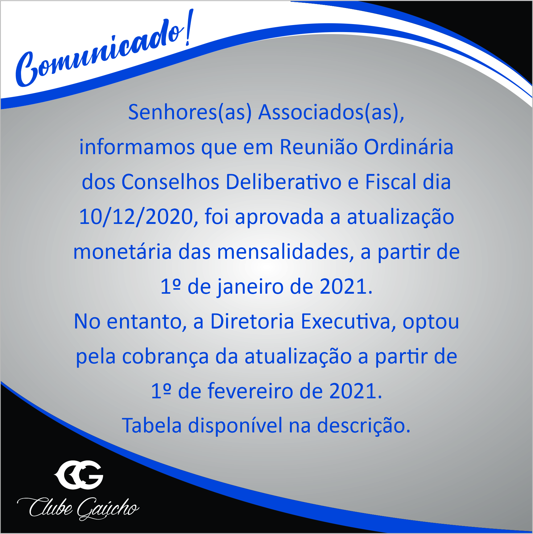 Comunicado Atualização Monetária