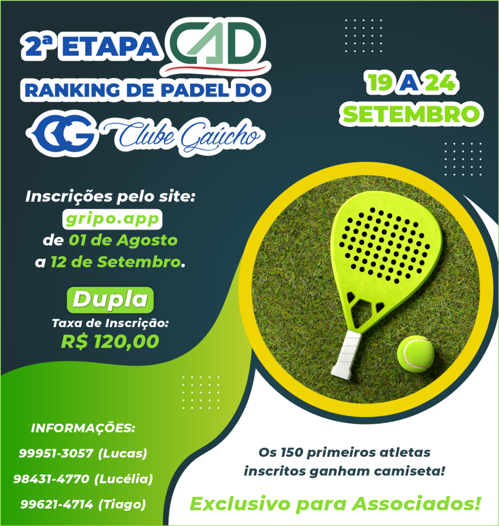 1º Torneio de Tênis – Ranking Clube Gaúcho – Clube Gaúcho