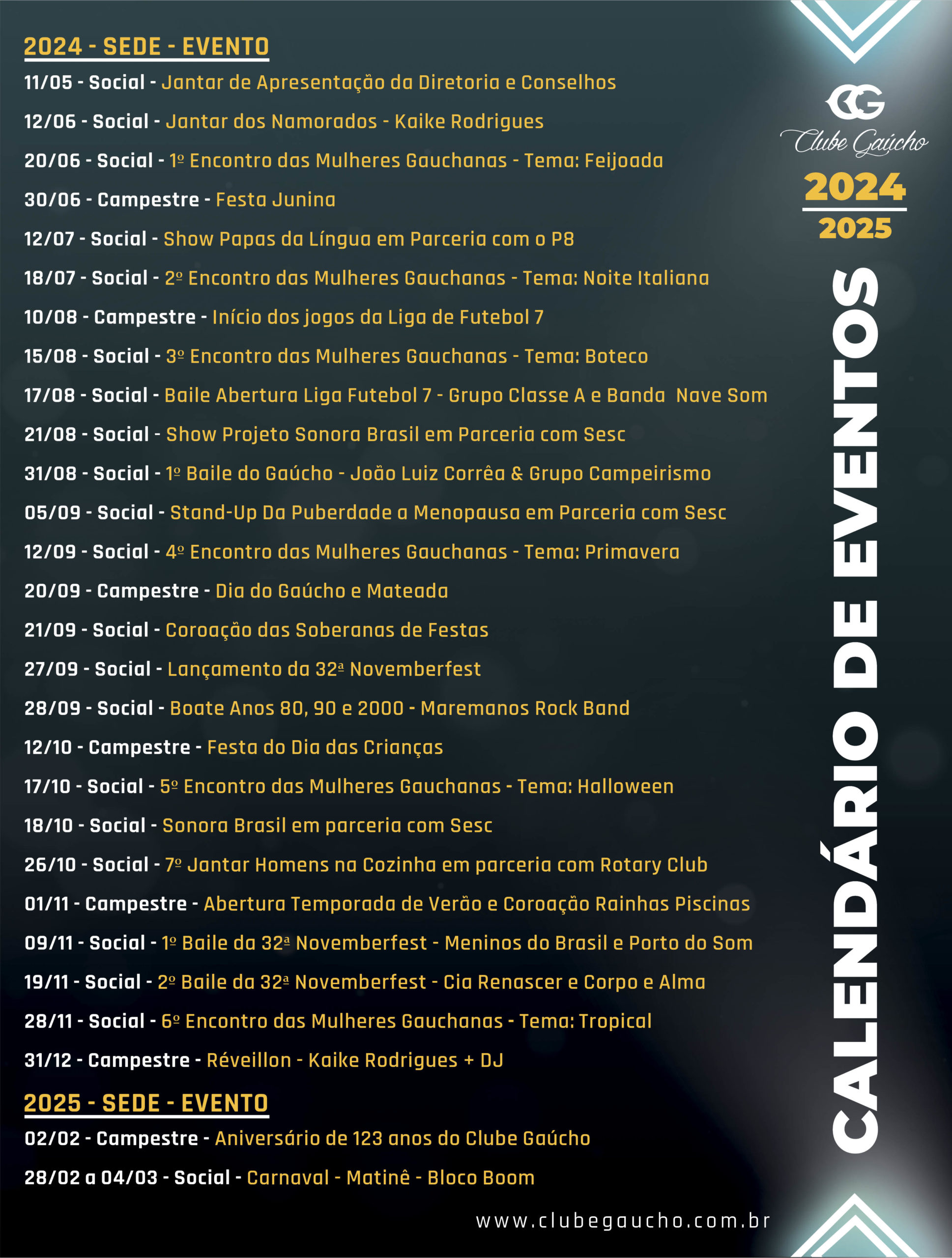 Calendário de Eventos 2024/2025